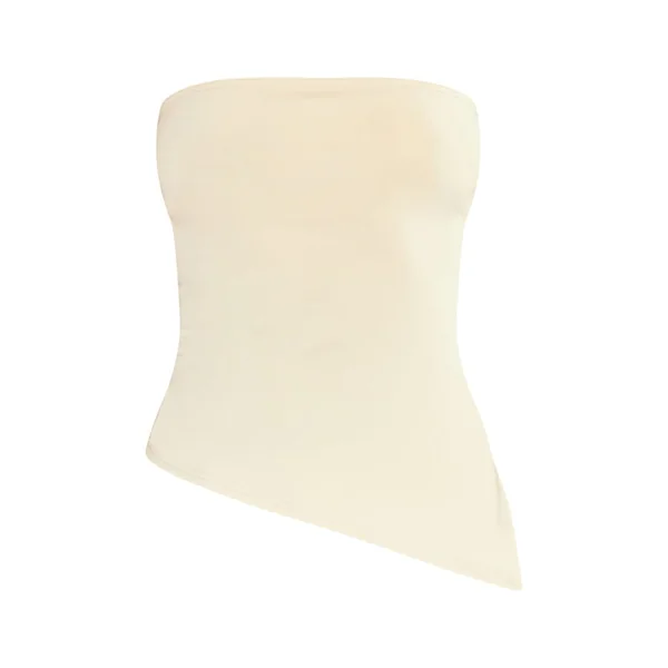 Gris Pierre Top Bandeau Asymétrique Slinky Contour À Ourlet Fendu Longue Coupe