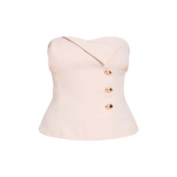 Gris Pierre Top Bandeau À Détail De Passepoil Tissé