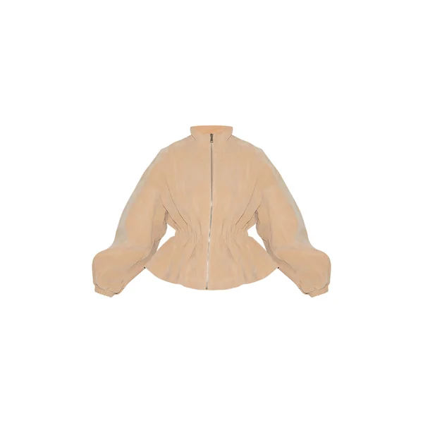 Gris Pierre Veste En Synthétique Cintrée À La Taille