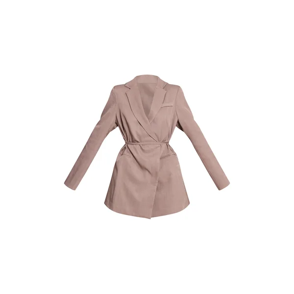 Gris Robe Blazer Tissée À Ceinture Contrastante