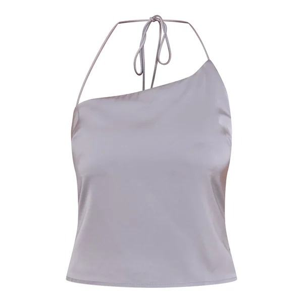 Gris Top Court Dos Nu En Satin