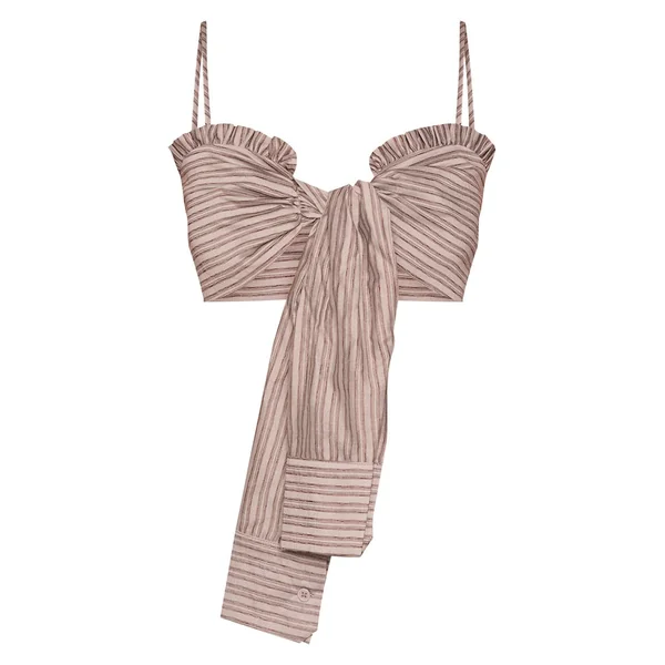 Gris Top À Bretelles Détail Chemise À Rayures