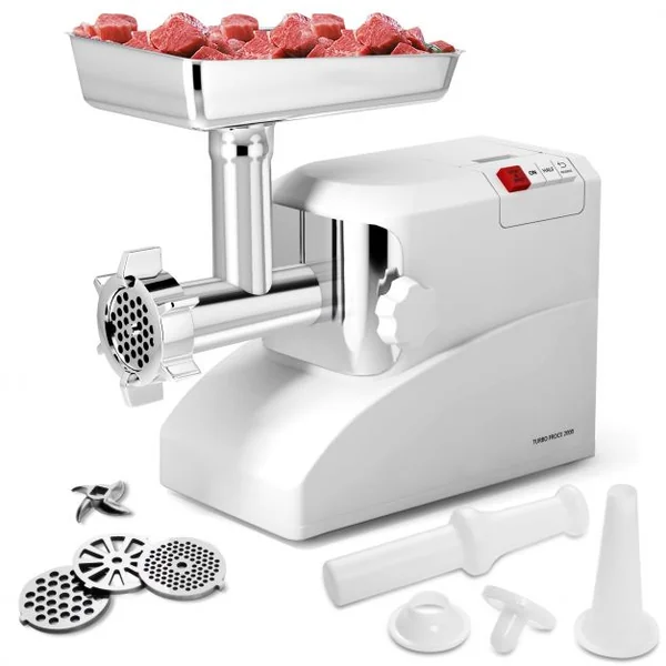 Hachoir Electrique à Viande et Saucisses 700w avec Lame de Coupe à 4 Rabats en Acier Inoxydable 220-240v/50hz Blanc