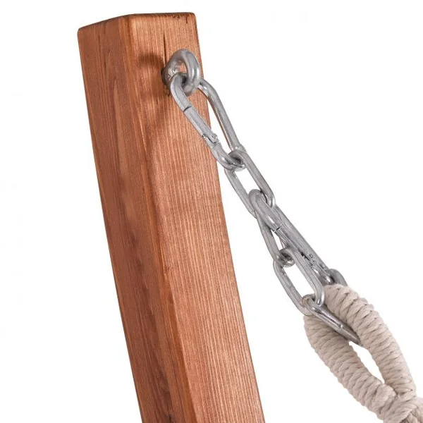 Hamac 1 Place 200x100cm avec Support en Bois de Mélèze Russe Capacité 120kg en Polyester Métal 313x115x120cm Naturel