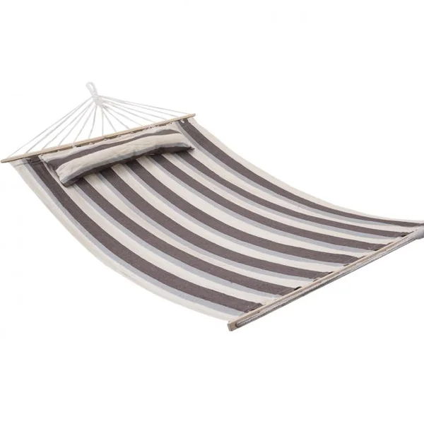 Hamac de Jardin Confortable Camping Hamac à suspendre en coton polyester Bois, 190*140 cm, Couleur rayé beige/marron