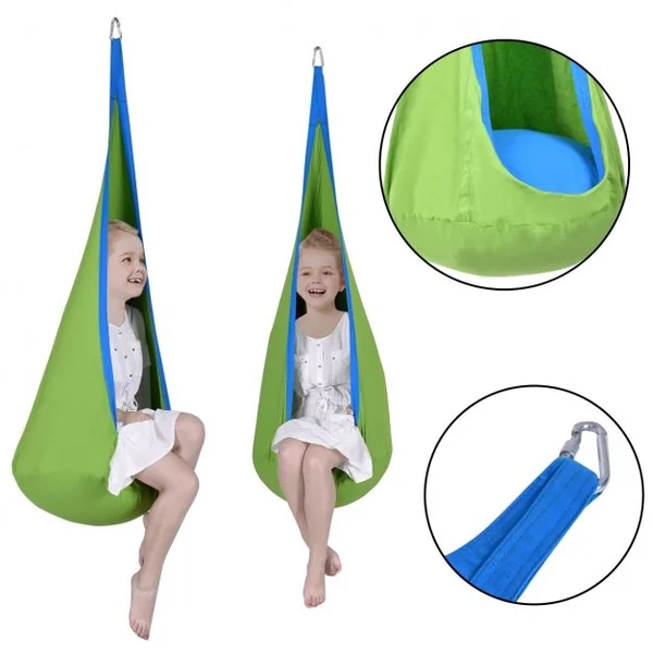 Hamac pour Enfant Chaise Suspendue pour Enfant, Capacité 80kg, en Toile de Haute Qualité, 70 x 160 cm (dia x L), Vert