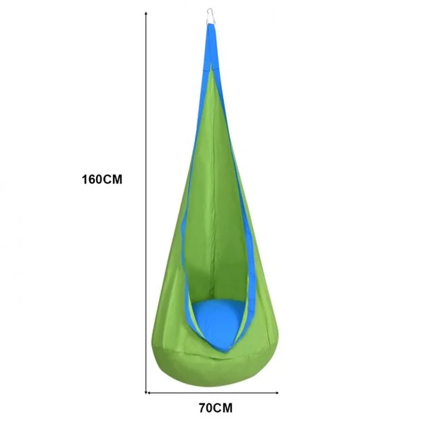 Hamac pour Enfant Chaise Suspendue pour Enfant, Capacité 80kg, en Toile de Haute Qualité, 70 x 160 cm (dia x L), Vert