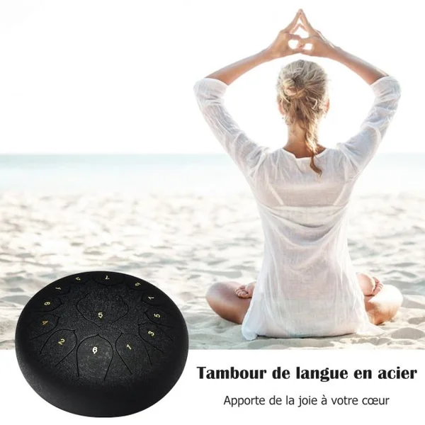 Handpan Tambour de Langue à 13 Tons en Acier de 12 Pouce avec Baguettes Sac 4 Plectres