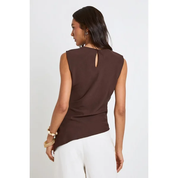 Haut Asymétrique Froncé Chiné Tall