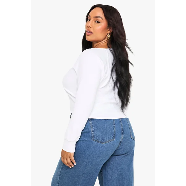 Haut boxy en coton Henley boutonné