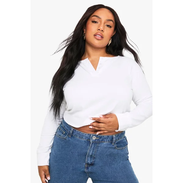 Haut boxy en coton Henley boutonné