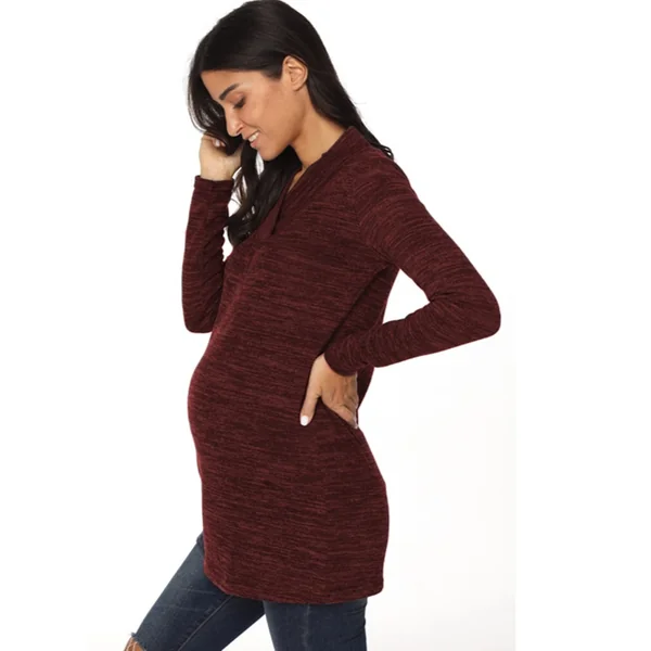 Haut de grossesse ample - Gris clair/Bordeaux - Livraison standard gratuite