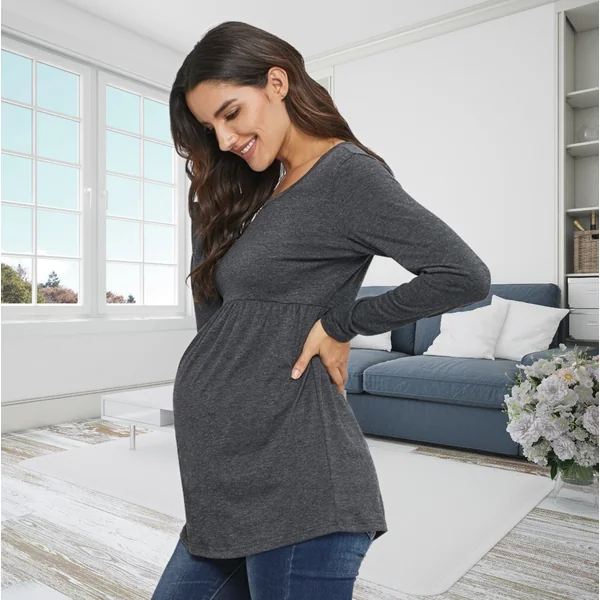Haut de grossesse ample manches longues - Vert/Gris/Rose - Reste XL
