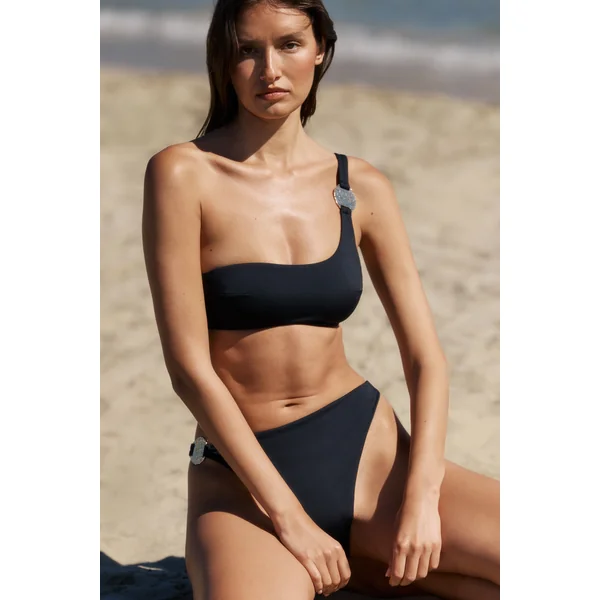 Haut de maillot brassière asymétrique avec détail bijou - Etam x Hôtel Mahfouf