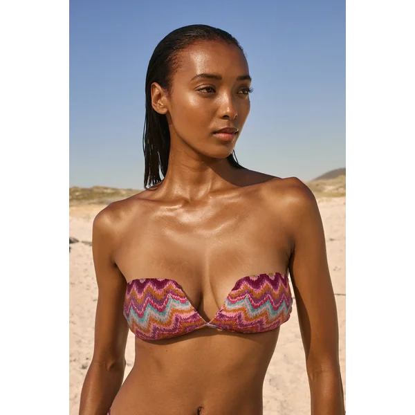 Haut de maillot de bain bandeau imprimé pailleté avec bretelles amovibles