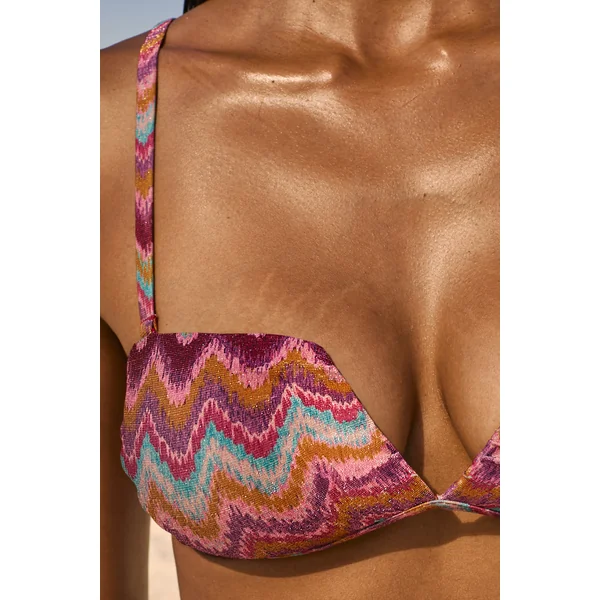 Haut de maillot de bain bandeau imprimé pailleté avec bretelles amovibles