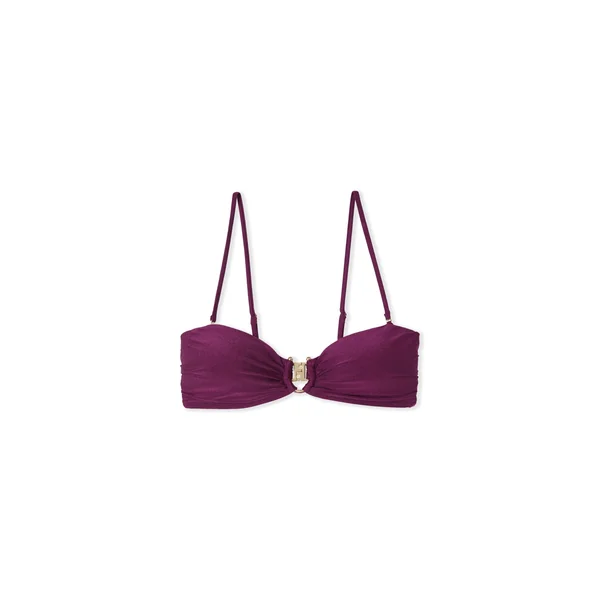 Haut de maillot de bain bandeau satiné avec détail bijou et bretelles amovibles