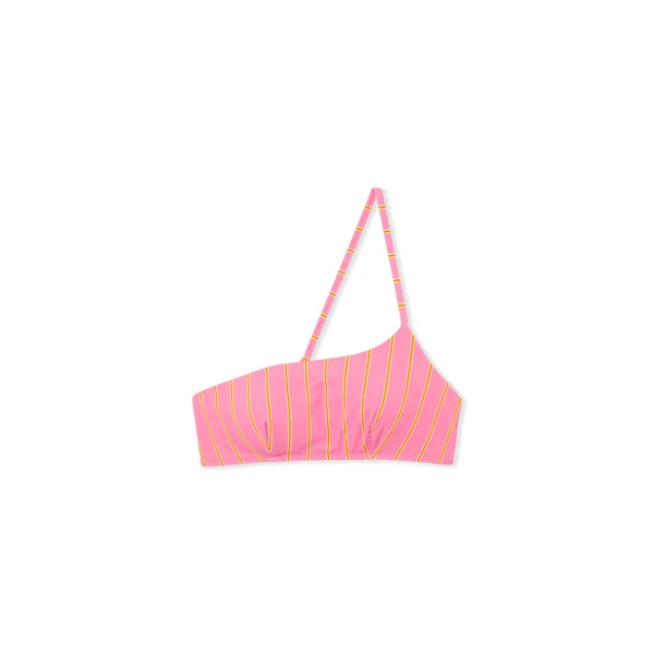 Haut de maillot de bain brassière asymétrique à rayures avec pads amovibles