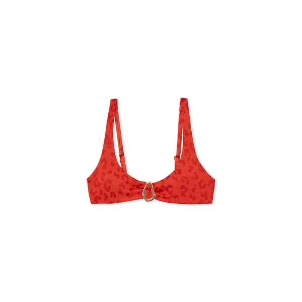 Haut de maillot de bain brassière à motif léopard et détail bijou