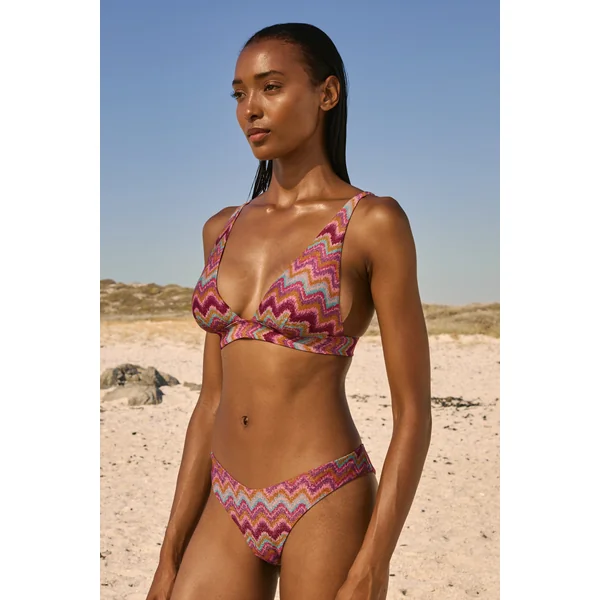 Haut de maillot de bain triangle imprimé pailleté avec pads amovibles