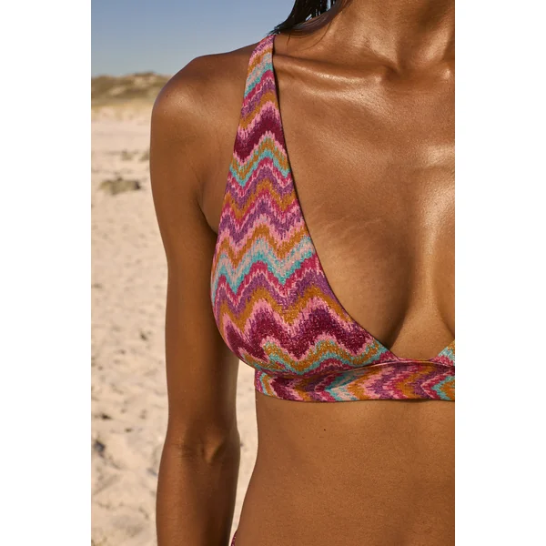 Haut de maillot de bain triangle imprimé pailleté avec pads amovibles