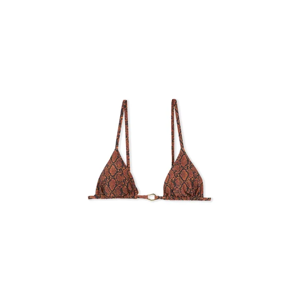 Haut de maillot de bain triangle multi positions à imprimé python et détail bijou