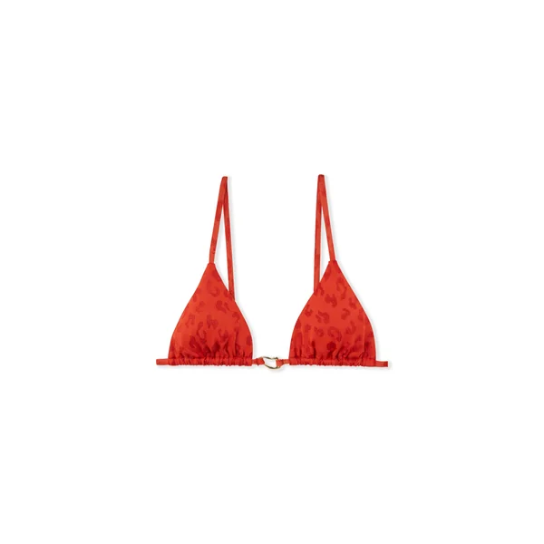 Haut de maillot de bain triangle multi positions à motif léopard et détail bijou