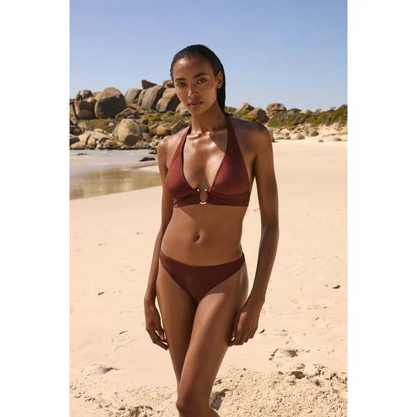 Haut de maillot de bain triangle satiné à nouer avec détail bijou