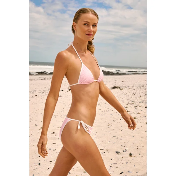 Haut de maillot de bain triangle à imprimé vichy à nouer