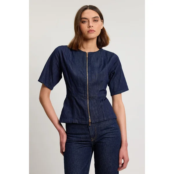 Haut En Denim Zippé