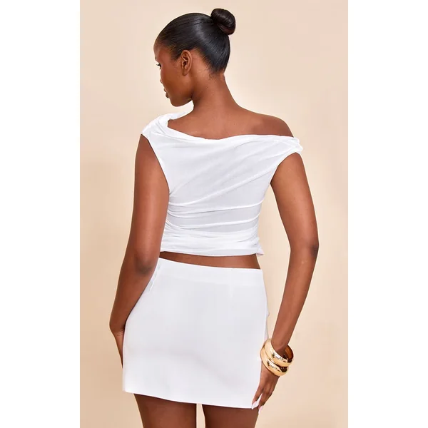 Haut Long En Mousseline Stretch Avec Détails Froncés