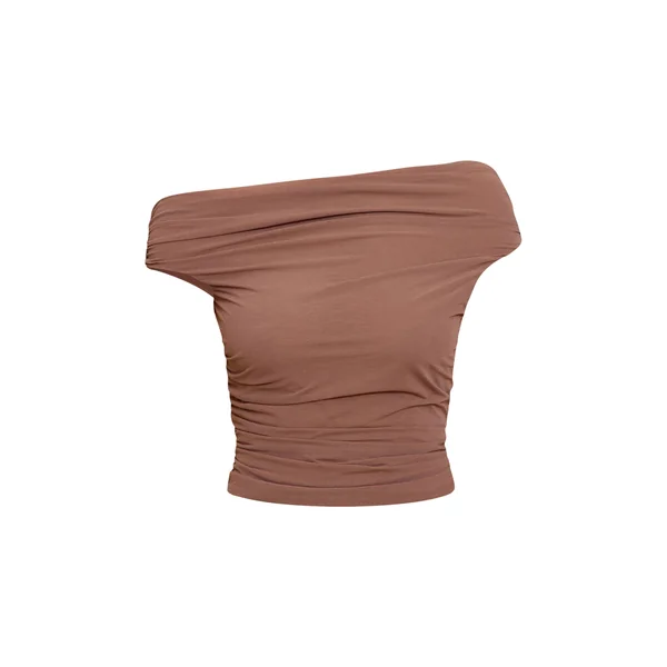 Haut Long En Mousseline Stretch Avec Détails Froncés
