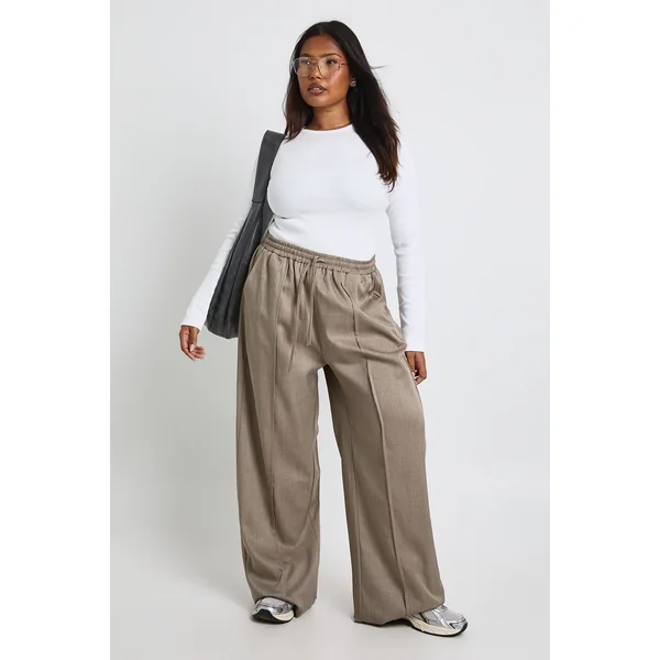 Haut longline ajusté à manches longues en maille côtelée Plus Basic