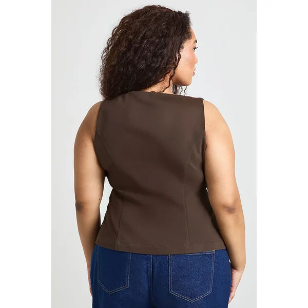 Haut Peplum Grande Taille En Sergé À Encolure Carrée
