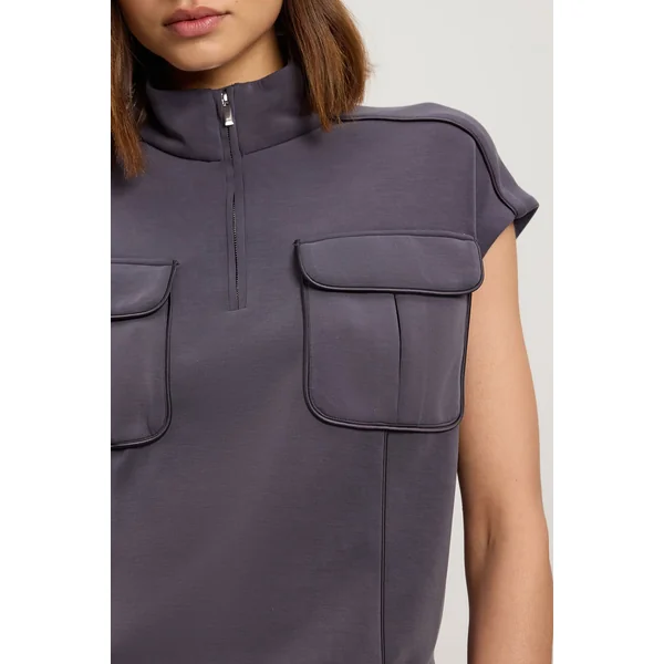 Haut Petite Premium Luxe À Col Cheminée Zippé