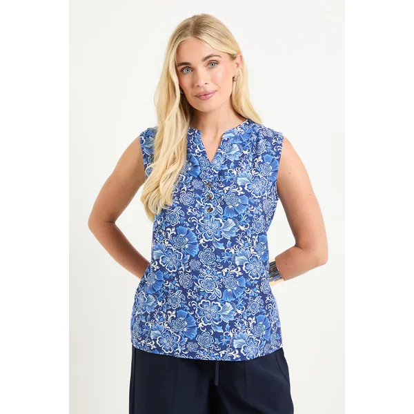 Haut Sans Manches À Imprimé Floral Avec Boutons Petite