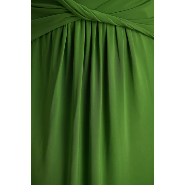 Hourglass | Robe Longue Verte à Manches Longues Avec Détail Noué et Fente