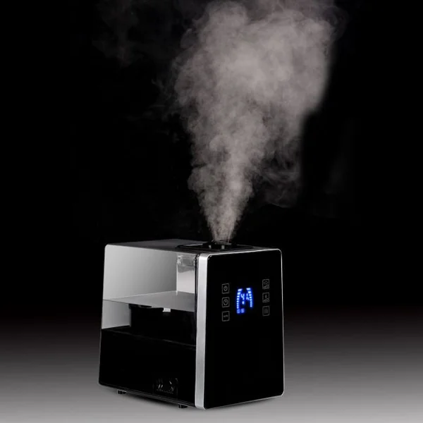 Humidificateur Hybride à Ultrasons Humidificateur 3 niveaux Diffuseur D'Arômes LED Capacité 6L 280W, 19.5x28.5x28cm, Noir
