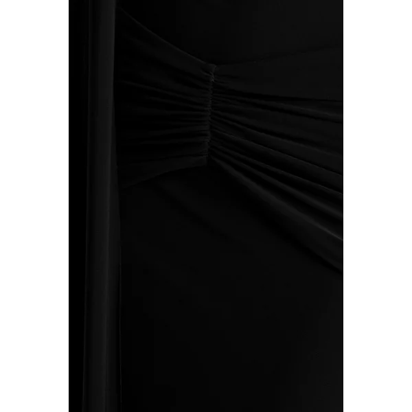Hyla | Robe longue noire à col montant avec détail écharpe