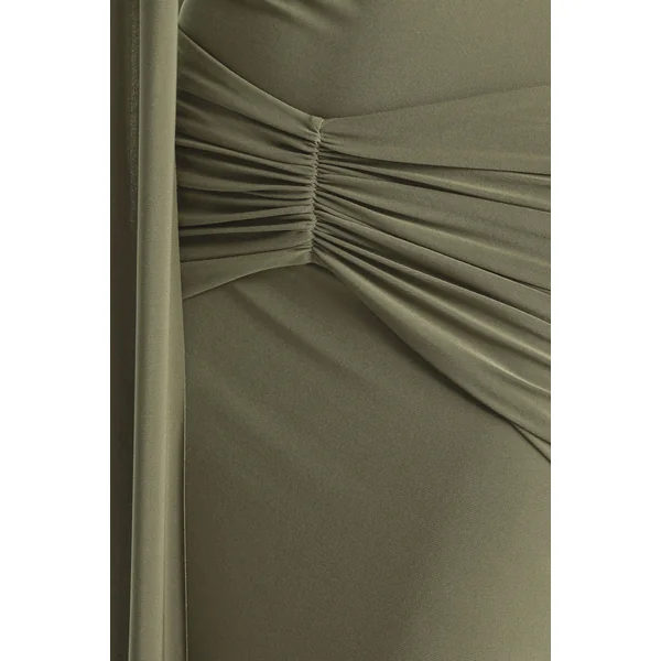 Hyla | Robe longue verte à encolure haute avec détail d’écharpe