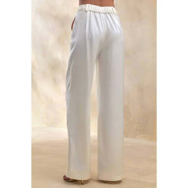 Ilena | Pantalon large en satin crème