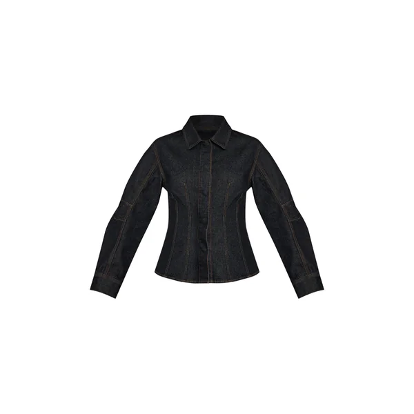 Indigo Brut Délavé Chemise En Jean Cintrée À Manches Ballon