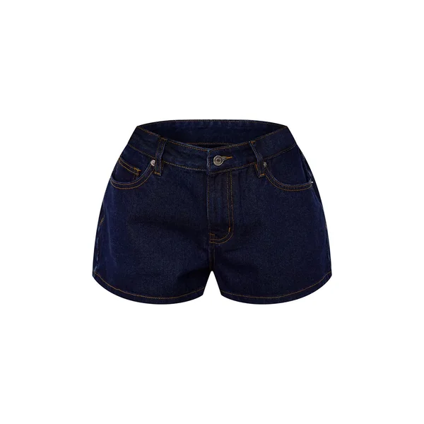 Indigo Brut Délavé Short En Jean À Pois