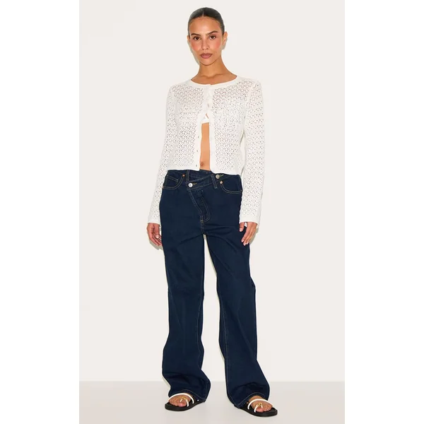Indigo Jean Petite Taille En Denim Bleu Clair À Taille Asymétrique Et Coupe Droite