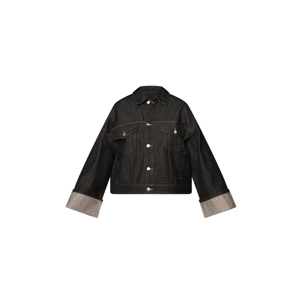 Indigo Veste En Jean Grande Taille Délavage Brut Avec Revers Et Surpiqûres Contrastées
