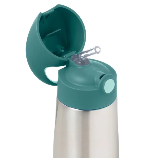 Insulated stainless steel bottle with straw