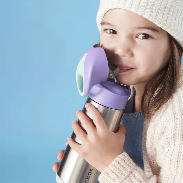 Insulated stainless steel bottle with straw