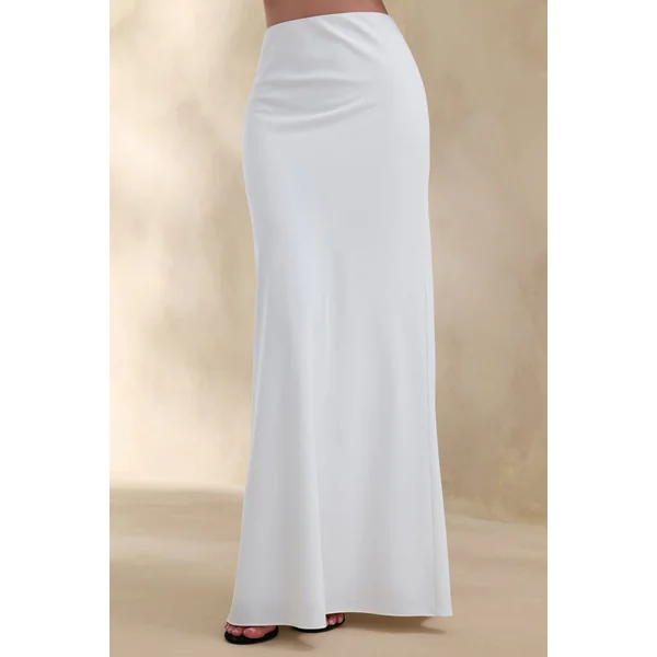 Iveta | Jupe longue blanche en satin