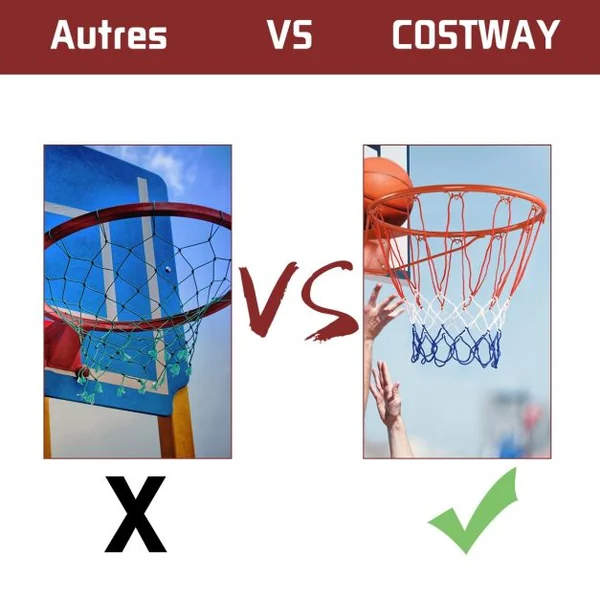 Jante de Basketball 46 CM Panier de Basket avec Filet en Nylon Fixation Murale pour Adultes/Enfants en Acier et PE