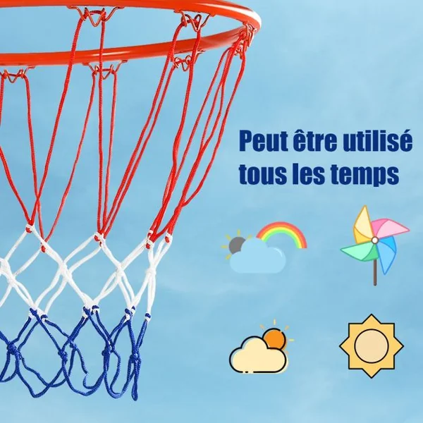 Jante de Basketball 46 CM Panier de Basket avec Filet en Nylon Fixation Murale pour Adultes/Enfants en Acier et PE